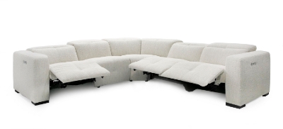 Picture of Divani Casa Beck- Contemporary White Fabric Sectional Sofa with 3 Recliners