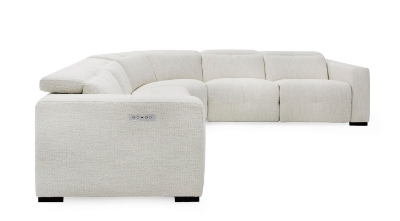 Picture of Divani Casa Beck- Contemporary White Fabric Sectional Sofa with 3 Recliners