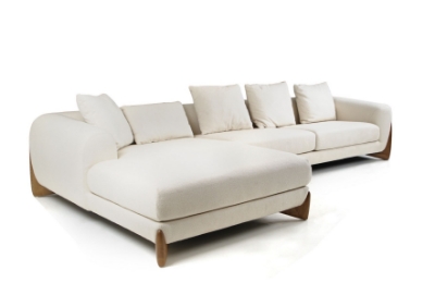 Picture of Modrest Fleury - Contemporary Cream Fabric and Walnut LAF Sectional Sofa