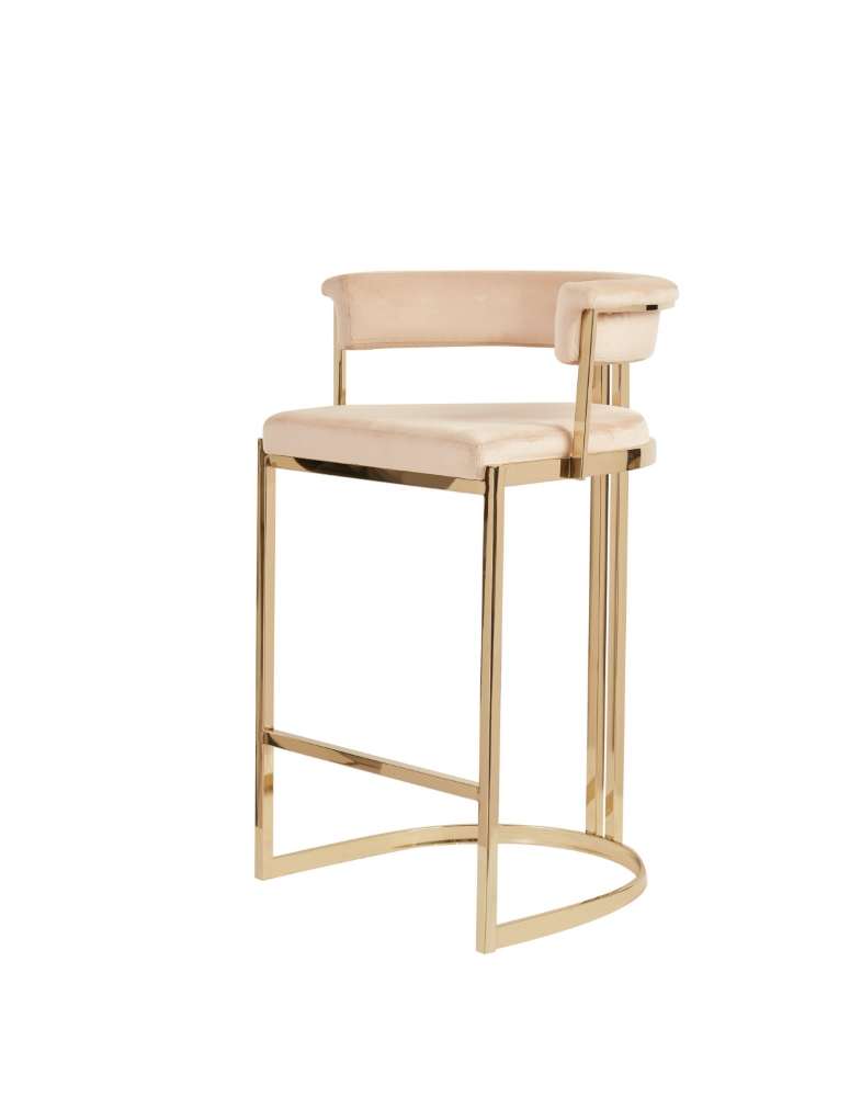 Picture of Modrest - Munith Modern Beige Velvet & Gold Counter Stool