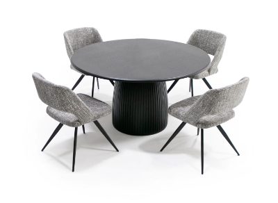 Picture of Modrest -  Lander Modern Mid Century Black Oak Round Dining Table 