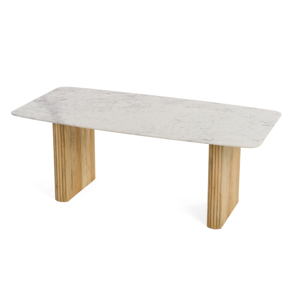 Picture of Modrest - Cambridge White Marble & Mango Rectangular Dining Table