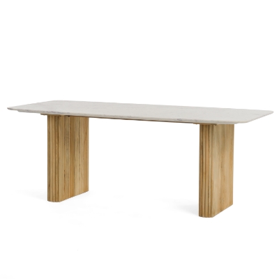 Picture of Modrest - Cambridge White Marble & Mango Rectangular Dining Table