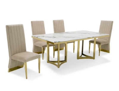 Picture of Modrest Loomis - White Marble & Gold Dining Table