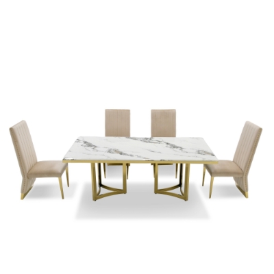 Picture of Modrest Loomis - White Marble & Gold Dining Table