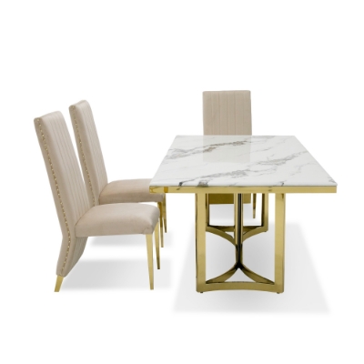 Picture of Modrest Loomis - White Marble & Gold Dining Table