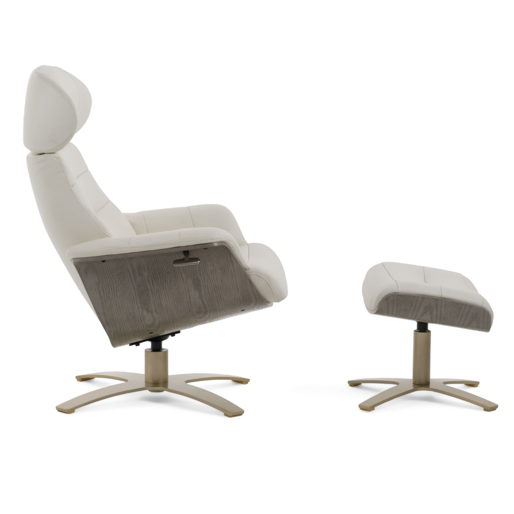 Picture of Divani Casa Abrons - Mid-Century Modern Light Grey Leather Lounge Chair & Ottoman