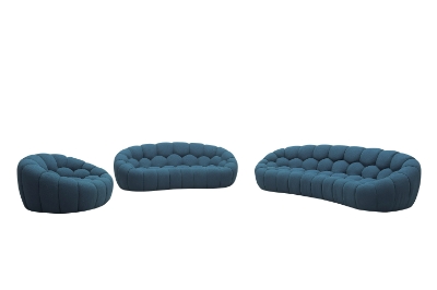 Picture of Divani Casa Yolonda - Modern Curved Dark Teal Fabric Sofa Set