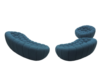 Picture of Divani Casa Yolonda - Modern Curved Dark Teal Fabric Sofa Set