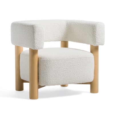 Picture of Modrest Fang - Modern White Fabric & Wood Accent Chair