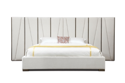 Picture of Modrest Nixa - Modern Beige Velvet + Brushed Bronze Bed-queen