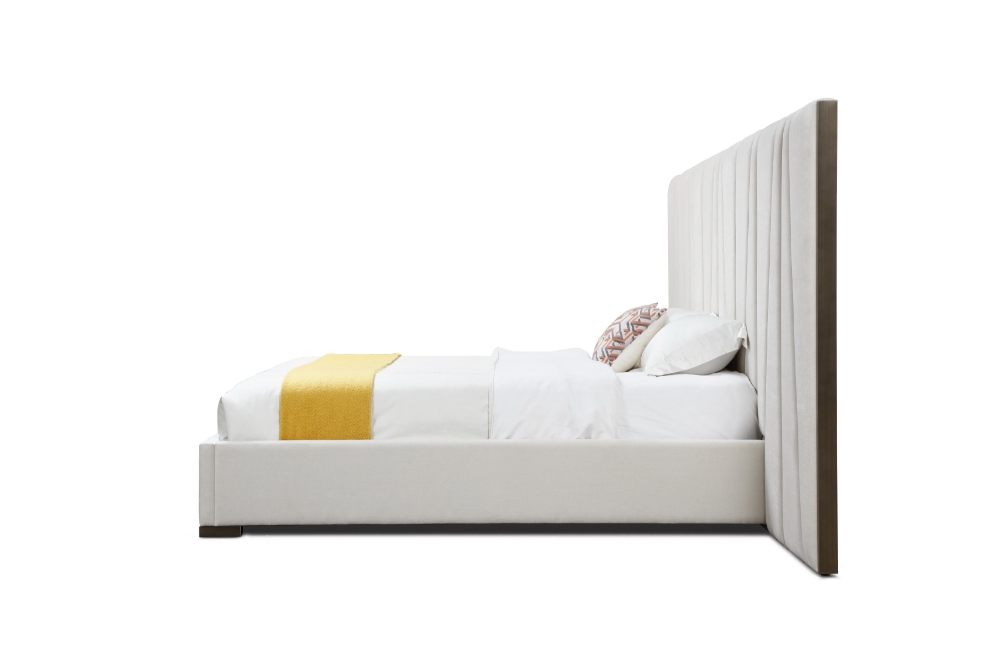 Picture of Modrest Nixa - Modern Beige Velvet + Brushed Bronze Bed-queen