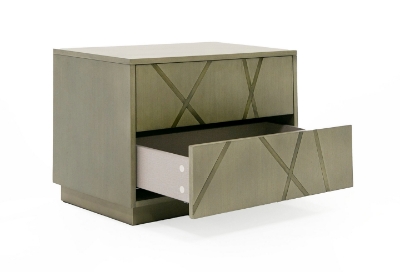 Picture of Modrest Nixa - Modern Wide Birch + Brushed Bronze Nightstand