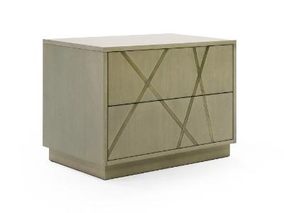 Picture of Modrest Nixa - Modern Wide Birch + Brushed Bronze Nightstand