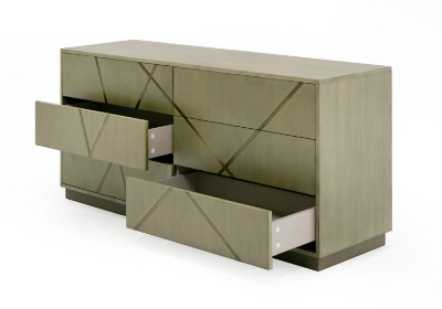 Picture of Modrest Nixa - Modern Wide Birch + Brushed Bronze Dresser