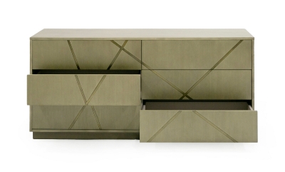 Picture of Modrest Nixa - Modern Wide Birch + Brushed Bronze Dresser