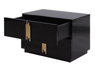 Picture of Modrest Token - Modern Black + Gold Wide Nightstand