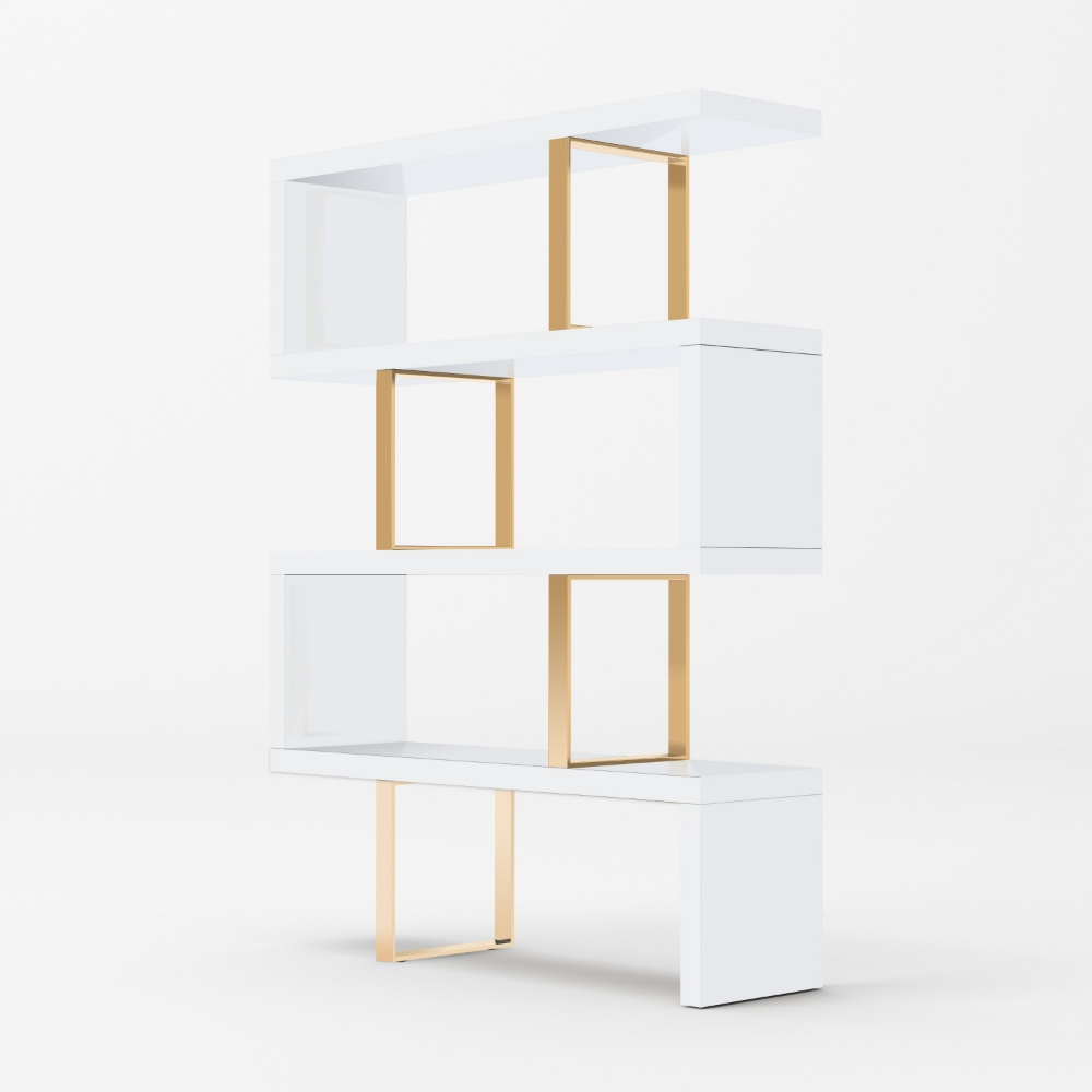 Picture of Modrest Maze - Modern White & Gold Bookcase