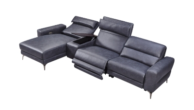 Picture of Divani Casa Laramie - Modern Charcoal Grey Vegan Leather Left Facing Sectional With Power Recliners