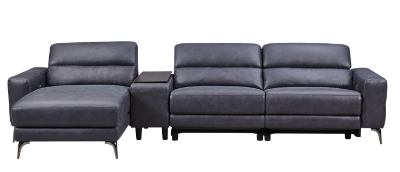 Picture of Divani Casa Laramie - Modern Charcoal Grey Vegan Leather Left Facing Sectional With Power Recliners