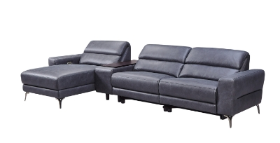 Picture of Divani Casa Laramie - Modern Charcoal Grey Vegan Leather Left Facing Sectional With Power Recliners