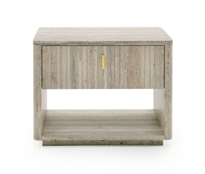 Picture of Nova Domus Roma - Modern Faux Travertine + Gold Nightstand