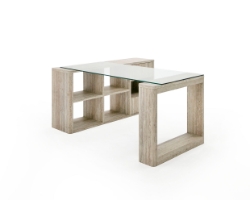 Picture of Nova Domus Roma - Modern Glass + Faux Travertine Reversible Desk