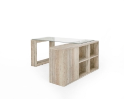 Picture of Nova Domus Roma - Modern Glass + Faux Travertine Reversible Desk