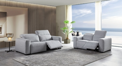 Picture of Divani Casa Bode - Modern Grey Fabric Sofa with 2 Recliners