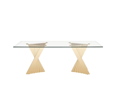 Picture of Modrest Buquet - Glam Glass + Champagne Gold Rectangular Dining Table