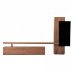 Picture of Modrest Bashia -  Contemporary Walnut + Black Entertainment Center