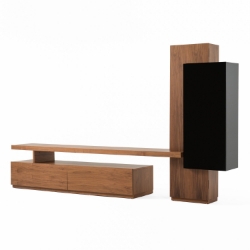 Picture of Modrest Bashia -  Contemporary Walnut + Black Entertainment Center