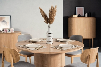 Picture of Modrest Miami - Modern Natural Oak Round Dining Table With Extension