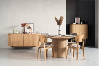 Picture of Modrest Miami - Modern Natural Oak Round Dining Table With Extension