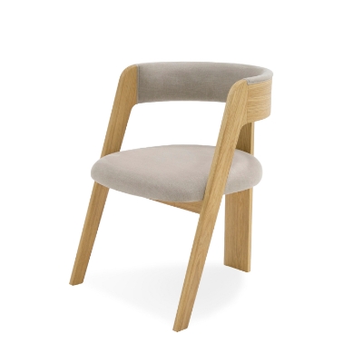 Picture of Modrest Washington - Modern Grey Fabric + Natural Oak Dining Chair (Set of 2)