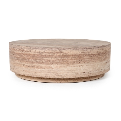 Picture of Nova Domus Roma - Modern Faux Travertine Round Coffee Table