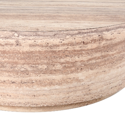 Picture of Nova Domus Roma - Modern Faux Travertine Round Coffee Table