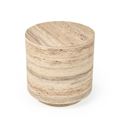 Picture of Nova Domus Roma - Modern Faux Travertine Round End Table