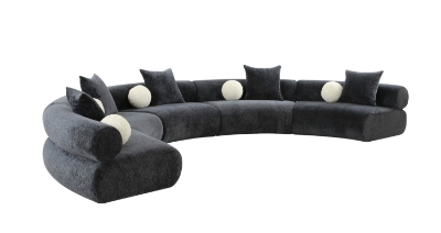 Picture of Divani Casa Simpson - Contemporary Dark Grey Fabric Curved Modular Sectional Sofa with Throw Pillows