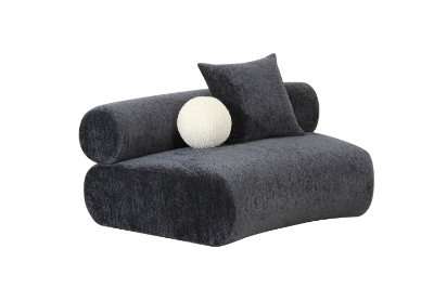 Picture of Divani Casa Simpson - Contemporary Dark Grey Fabric Curved Modular Armless Seat with Throw Pillows