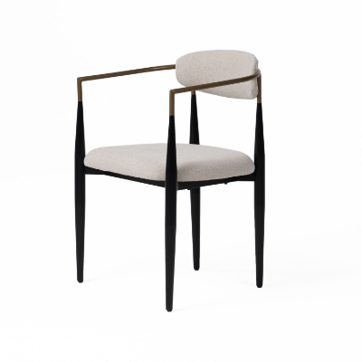 Picture of Modrest Buchtel - Mid-Century Modern Light Grey + Gold Arm + Black Dining Chair