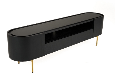 Picture of Modrest Bowie - Mid-Century Modern Black Oak + Brass TV Stand