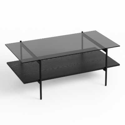 Picture of Modrest Conley - Mid-Century Modern Grey Glass + Black Ash Coffee Table