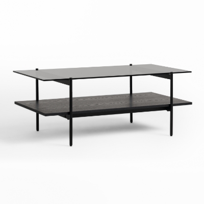 Picture of Modrest Conley - Mid-Century Modern Grey Glass + Black Ash Coffee Table