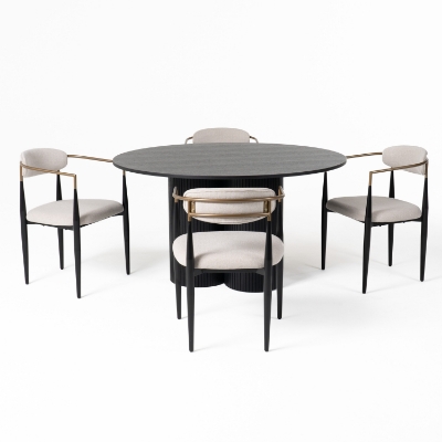 Picture of Modrest Depew - Mid-Century Modern Black Oak Round Dining Table