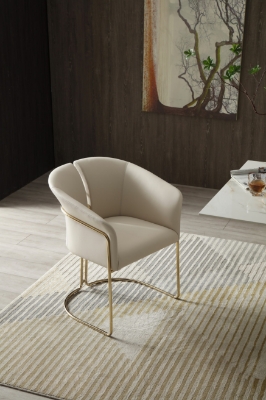 Picture of Modrest Renfew - Modern Beige Vegan Leather + Champagne Gold Dining Chair