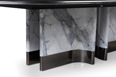 Picture of Modrest Renfew - Modern Black Oak + Faux Marble Oval Dining Table