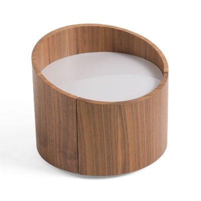 Picture of Modrest Geneva - Modern Walnut Round Nightstand