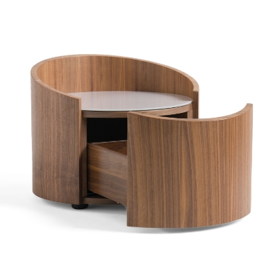 Picture of Modrest Geneva - Modern Walnut Round Nightstand