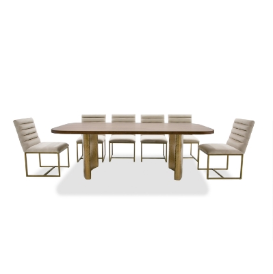 Picture of Modrest Marjorie - Modern Walnut + Brushed Gold Rectangular Dining Table